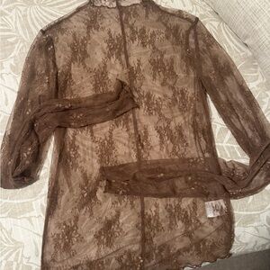 Vestique Sheer Brown Lace Top